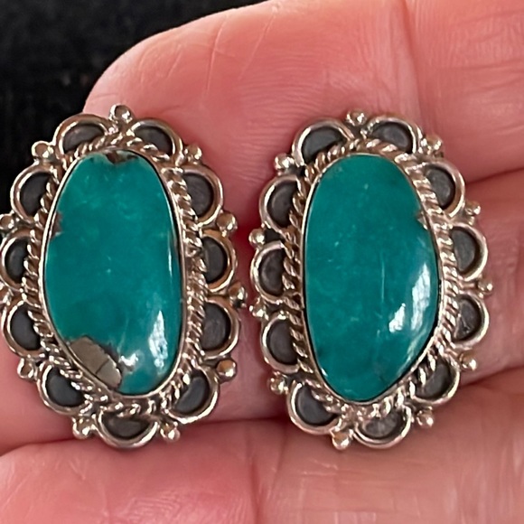 Turquoise & Sterling Earrings - Picture 1 of 5